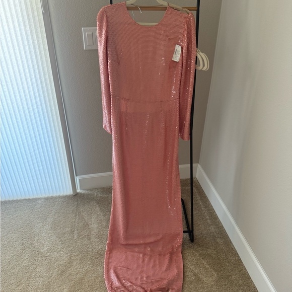 Stella McCartney Sequin Silk Crew Neck Evening Gown in color Pink Hydrangea - Picture 5 of 10